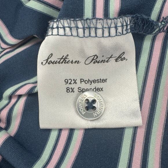 Southern Point Co. Boys LARGE blue, mint, and pink striped polo casual - Picture 8 of 8